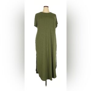 Ribbed Olive Green Maxi Dress - Size XXL (20)